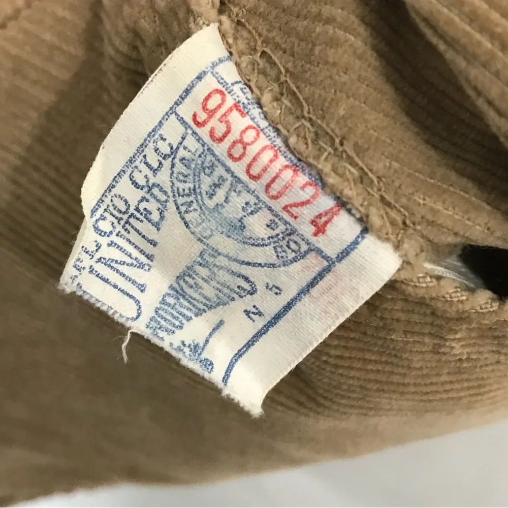 Vintage OshKosh Brown Corduroy Dress Jumper Overalls Pre 1980 USA Made Union Tag